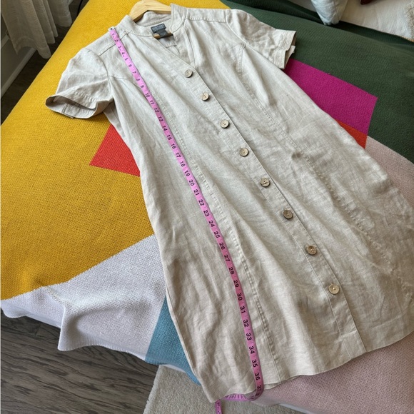 Chico's Khaki Linen Button Down Shirt Dress - Picture 11 of 11